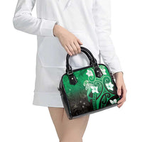 Polynesia Hammerhead Shark Shoulder Handbag Green Tribal Pattern With Plumeria LT05 - Polynesian Pride