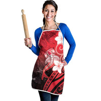 Polynesia Hammerhead Shark Apron Red Tribal Pattern With Plumeria LT05 - Polynesian Pride