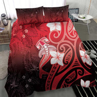 Polynesia Hammerhead Shark Bedding Set Red Tribal Pattern With Plumeria LT05 - Polynesian Pride