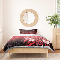 Polynesia Hammerhead Shark Bedding Set Red Tribal Pattern With Plumeria LT05 - Polynesian Pride