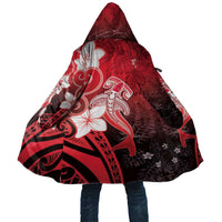 Polynesia Hammerhead Shark Cloak Red Tribal Pattern With Plumeria - Polynesian Pride