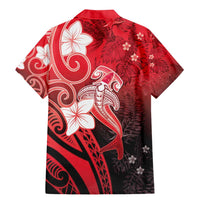 Polynesia Hammerhead Shark Family Matching Mermaid Dress and Hawaiian Shirt Red Tribal Pattern With Plumeria LT05 - Polynesian Pride