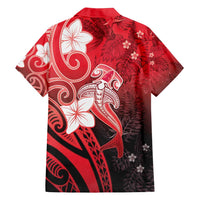 Polynesia Hammerhead Shark Family Matching Tank Maxi Dress and Hawaiian Shirt Red Tribal Pattern With Plumeria LT05 - Polynesian Pride
