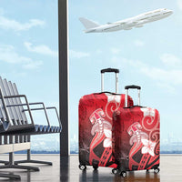 Polynesia Hammerhead Shark Luggage Cover Red Tribal Pattern With Plumeria LT05 - Polynesian Pride