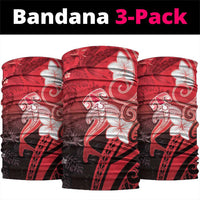 Polynesia Hammerhead Shark Neck Gaiter Red Tribal Pattern With Plumeria LT05 package One Size: 25*50cm Red - Polynesian Pride