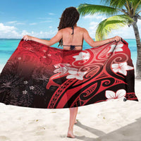 Polynesia Hammerhead Shark Sarong Red Tribal Pattern With Plumeria LT05 - Polynesian Pride