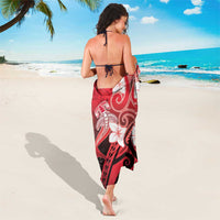 Polynesia Hammerhead Shark Sarong Red Tribal Pattern With Plumeria LT05 - Polynesian Pride