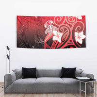 Polynesia Hammerhead Shark Tapestry Red Tribal Pattern With Plumeria LT05 - Polynesian Pride