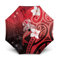 Polynesia Hammerhead Shark Umbrella Red Tribal Pattern With Plumeria LT05 One Size Folded 11.42 inch Opened Diameter 37.4 inch Red - Polynesian Pride