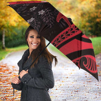 Polynesia Hammerhead Shark Umbrella Red Tribal Pattern With Plumeria LT05 - Polynesian Pride