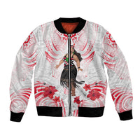New Zealand Women's Day Bomber Jacket Maori Wahine Polynesian Pattern LT05 Unisex White - Polynesian Pride