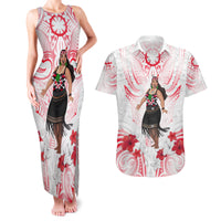 New Zealand Women's Day Couples Matching Tank Maxi Dress and Hawaiian Shirt Maori Wahine Polynesian Pattern LT05 White - Polynesian Pride
