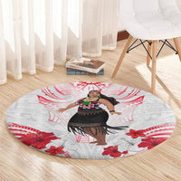 New Zealand Women's Day Round Carpet Maori Wahine Polynesian Pattern