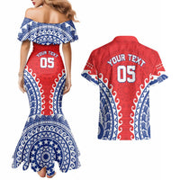 Custom Tuamotu Archipelago Couples Matching Mermaid Dress and Hawaiian Shirt Polynesian Tribal Tattoo