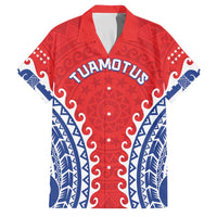 Custom Tuamotu Archipelago Family Matching Off Shoulder Short Dress and Hawaiian Shirt Polynesian Tribal Tattoo