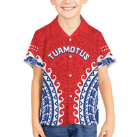 Custom Tuamotu Archipelago Family Matching Off Shoulder Short Dress and Hawaiian Shirt Polynesian Tribal Tattoo