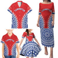 Custom Tuamotu Archipelago Family Matching Puletasi and Hawaiian Shirt Polynesian Tribal Tattoo