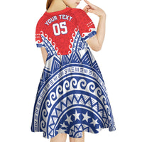 Custom Tuamotu Archipelago Kid Short Sleeve Dress Polynesian Tribal Tattoo