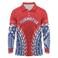 Custom Tuamotu Archipelago Long Sleeve Polo Shirt Polynesian Tribal Tattoo