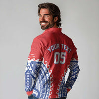 Custom Tuamotu Archipelago Long Sleeve Polo Shirt Polynesian Tribal Tattoo