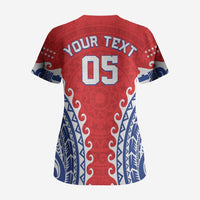 Custom Tuamotu Archipelago Scrub Top Polynesian Tribal Tattoo