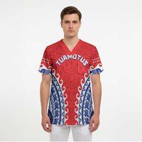 Custom Tuamotu Archipelago Scrub Top Polynesian Tribal Tattoo