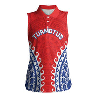 Custom Tuamotu Archipelago Women Sleeveless Polo Shirt Polynesian Tribal Tattoo