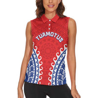 Custom Tuamotu Archipelago Women Sleeveless Polo Shirt Polynesian Tribal Tattoo