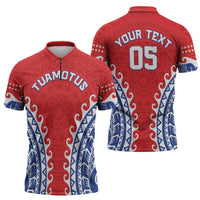 Custom Tuamotu Archipelago Zipper Polo Shirt Polynesian Tribal Tattoo