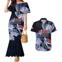 Tuamotu Islands Couples Matching Mermaid Dress and Hawaiian Shirt Polynesian Pattern With Turtle