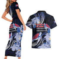 Tuamotu Islands Couples Matching Short Sleeve Bodycon Dress and Hawaiian Shirt Polynesian Pattern With Turtle