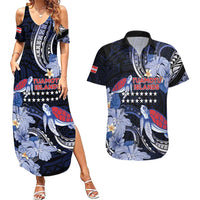 Tuamotu Islands Couples Matching Summer Maxi Dress and Hawaiian Shirt Polynesian Pattern With Turtle