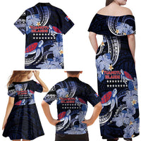 Tuamotu Islands Family Matching Off Shoulder Maxi Dress and Hawaiian Shirt Polynesian Pattern With Turtle