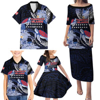 Tuamotu Islands Family Matching Puletasi and Hawaiian Shirt Polynesian Pattern With Turtle