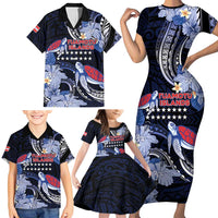 Tuamotu Islands Family Matching Short Sleeve Bodycon Dress and Hawaiian Shirt Polynesian Pattern With Turtle