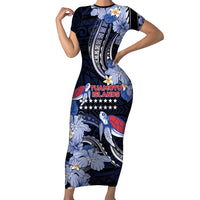 Tuamotu Islands Family Matching Short Sleeve Bodycon Dress and Hawaiian Shirt Polynesian Pattern With Turtle