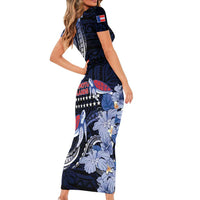 Tuamotu Islands Family Matching Short Sleeve Bodycon Dress and Hawaiian Shirt Polynesian Pattern With Turtle