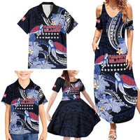 Tuamotu Islands Family Matching Summer Maxi Dress and Hawaiian Shirt Polynesian Pattern With Turtle