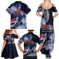 Tuamotu Islands Family Matching Summer Maxi Dress and Hawaiian Shirt Polynesian Pattern With Turtle