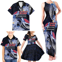 Tuamotu Islands Family Matching Tank Maxi Dress and Hawaiian Shirt Polynesian Pattern With Turtle