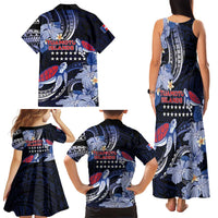 Tuamotu Islands Family Matching Tank Maxi Dress and Hawaiian Shirt Polynesian Pattern With Turtle