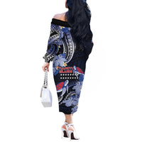 Tuamotu Islands Off The Shoulder Long Sleeve Dress Polynesian Pattern With Turtle