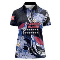 Tuamotu Islands Women Polo Shirt Polynesian Pattern With Turtle