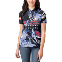 Tuamotu Islands Women Polo Shirt Polynesian Pattern With Turtle