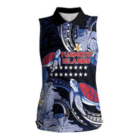 Tuamotu Islands Women Sleeveless Polo Shirt Polynesian Pattern With Turtle