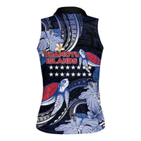 Tuamotu Islands Women Sleeveless Polo Shirt Polynesian Pattern With Turtle