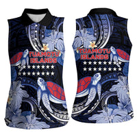 Tuamotu Islands Women Sleeveless Polo Shirt Polynesian Pattern With Turtle