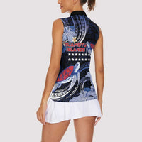 Tuamotu Islands Women Sleeveless Polo Shirt Polynesian Pattern With Turtle