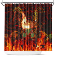 Samoa Siva Afi Festival Shower Curtain Fire Knife Dancing LT05 Green - Polynesian Pride