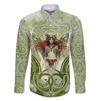 New Zealand Maori Fairy Patupaiarehe Family Matching Off Shoulder Maxi Dress and Hawaiian Shirt Polynesian Style LT05 Dad's Shirt - Long Sleeve Red - Polynesian Pride